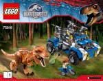 Capture the T. rex with the LEGO Jurassic World T. rex Tracker with trap shooter and dino cage, plus a motorbike and 3 minifigures